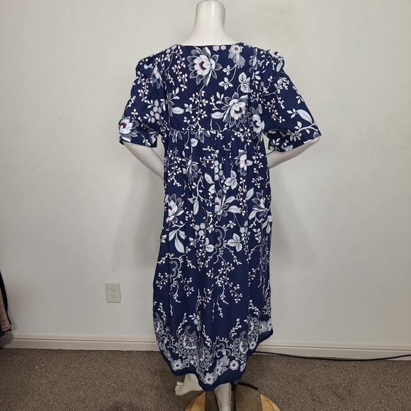 Only Necessities Evening Blue Vines Mixed Print Short Lounger Dress Size 18/20 - Picture 5 of 14